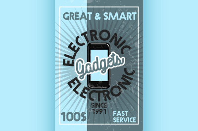 Color vintage electronic gadgets banner