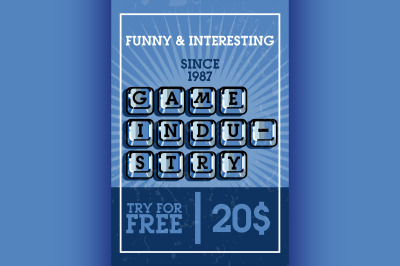 Color vintage game industry banner