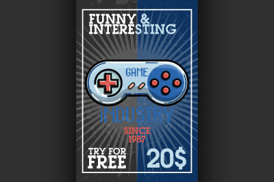 Color vintage game industry banner