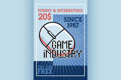 Color vintage game industry banner