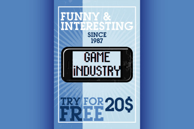 Color vintage game industry banner