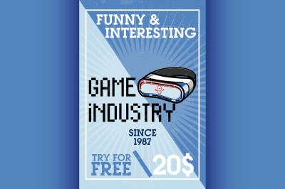 Color vintage game industry banner