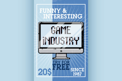 Color vintage game industry banner