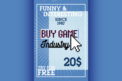 Color vintage game industry banner