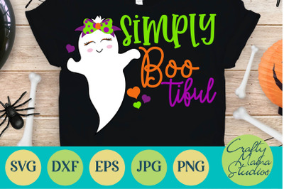 Ghost Svg Simply Boo Tiful Svg Bootiful Svg Halloween Girl Ghost Sv By Crafty Mama Studios Thehungryjpeg Com