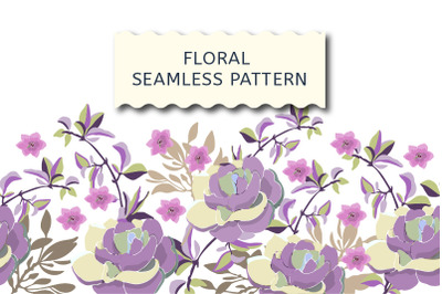 Floral seamless border with pink flowers