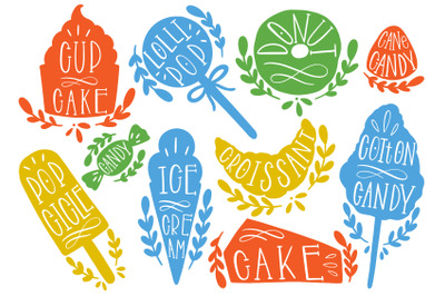 Sweet food silhouette text
