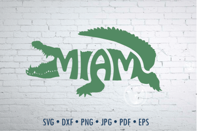 Miami in alligator shape Word Art, svg, png, cut file