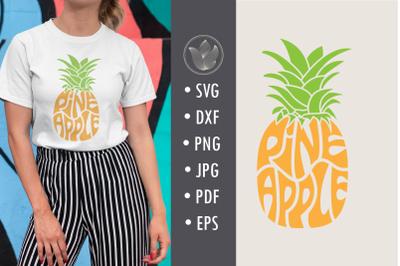 Pineapple word art, Svg Dxf Eps Png Jpg, Cut file, Typography
