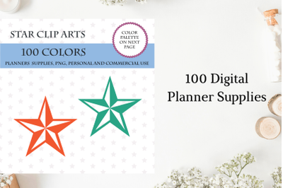 100 Stars for planner&2C; Stars clipart&2C; Printable planner stickers