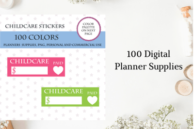 100 Colors Childcare Planner Stickers&2C; Daycare Payment Due Stickers
