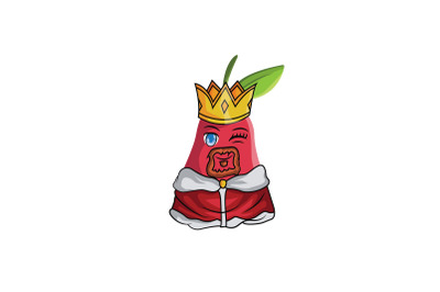 Rose Apple King Fruit Cartoon Character