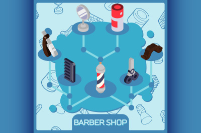 Barber shop isometric concept