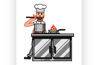 Hand sketch chef