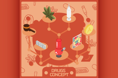 Drugs color isometric concept