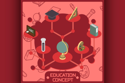 Education color isometric concept