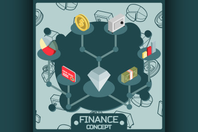 Finance color isometric concept icons