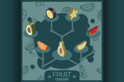 Fruit color isometric concept icons