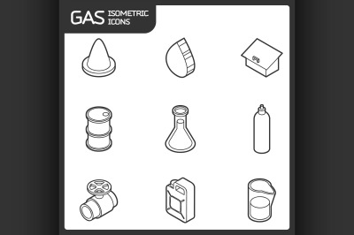 Gas outline isometric icons