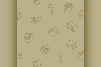 Kitchen outline isometric pattern