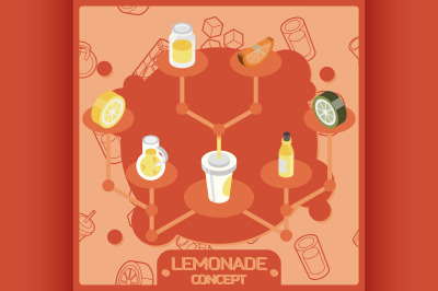 Lemonade color isometric concept icons