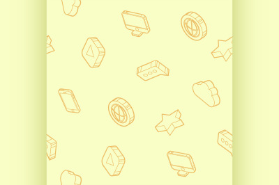 Media outline isometric icons pattern