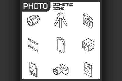 Photo outline isometric icons