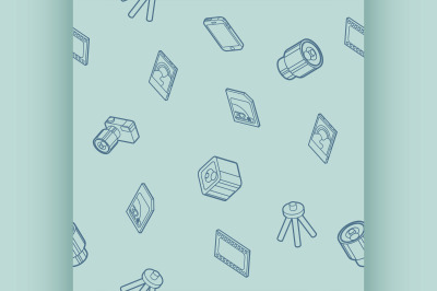 Photo outline isometric icons pattern