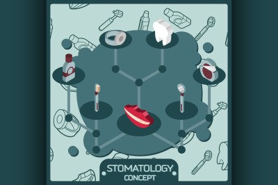 Stomatology color isometric concept icons