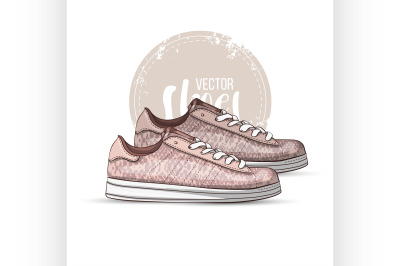 Fashion vector sketch womens shoes.