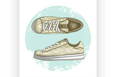 Fashion vector sketch womens shoes.