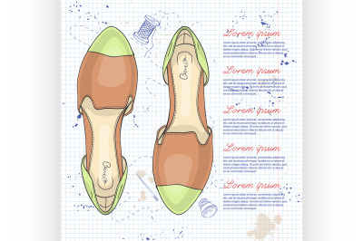 Fashion vector sketch womens shoes.