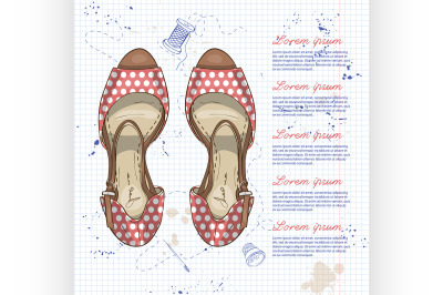 Fashion vector sketch womens shoes.