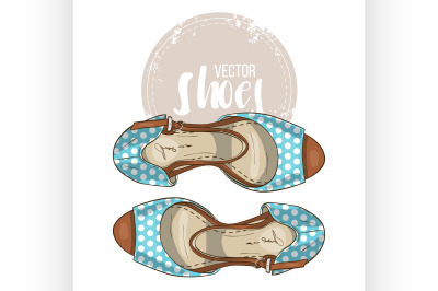 Fashion vector sketch womens shoes.