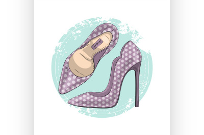 Fashion vector sketch womens shoes.