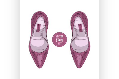 Fashion vector sketch womens shoes.