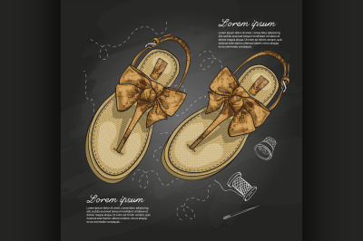 Fashion vector sketch womens shoes.