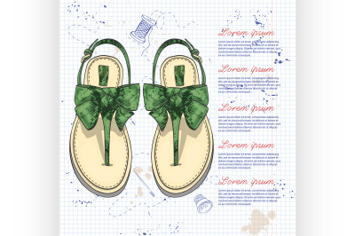 Fashion vector sketch womens shoes.