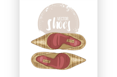 Fashion vector sketch womens shoes.