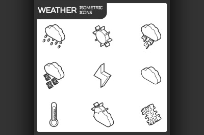 Weather outline isometric icons