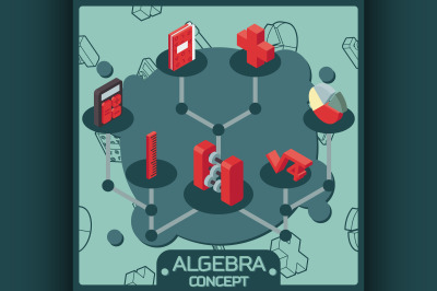 Algebra color isometric concept icons