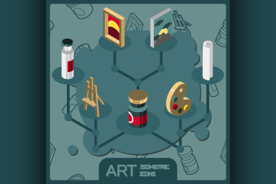 Art isometric concept icons