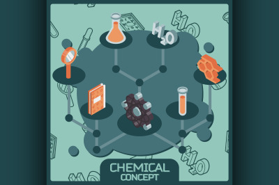 Chemical color isometric concept icons