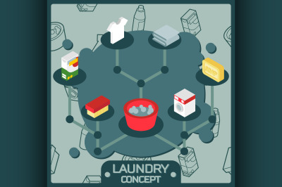 Laundry color isometric concept icons