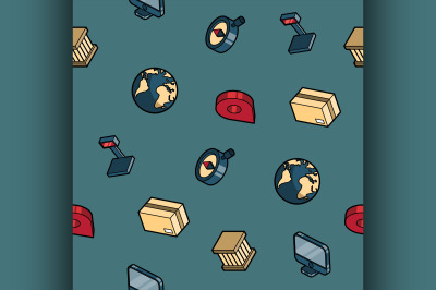 Logistics color outline isometric pattern