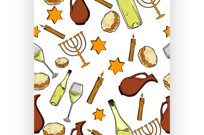 Seamless pattern with Hanukkah symbols