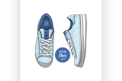 Fashion vector sketch womens shoes.