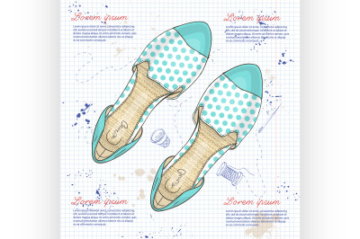 Fashion vector sketch womens shoes.