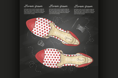 Fashion vector sketch womens shoes.