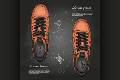 Fashion vector sketch womens shoes.